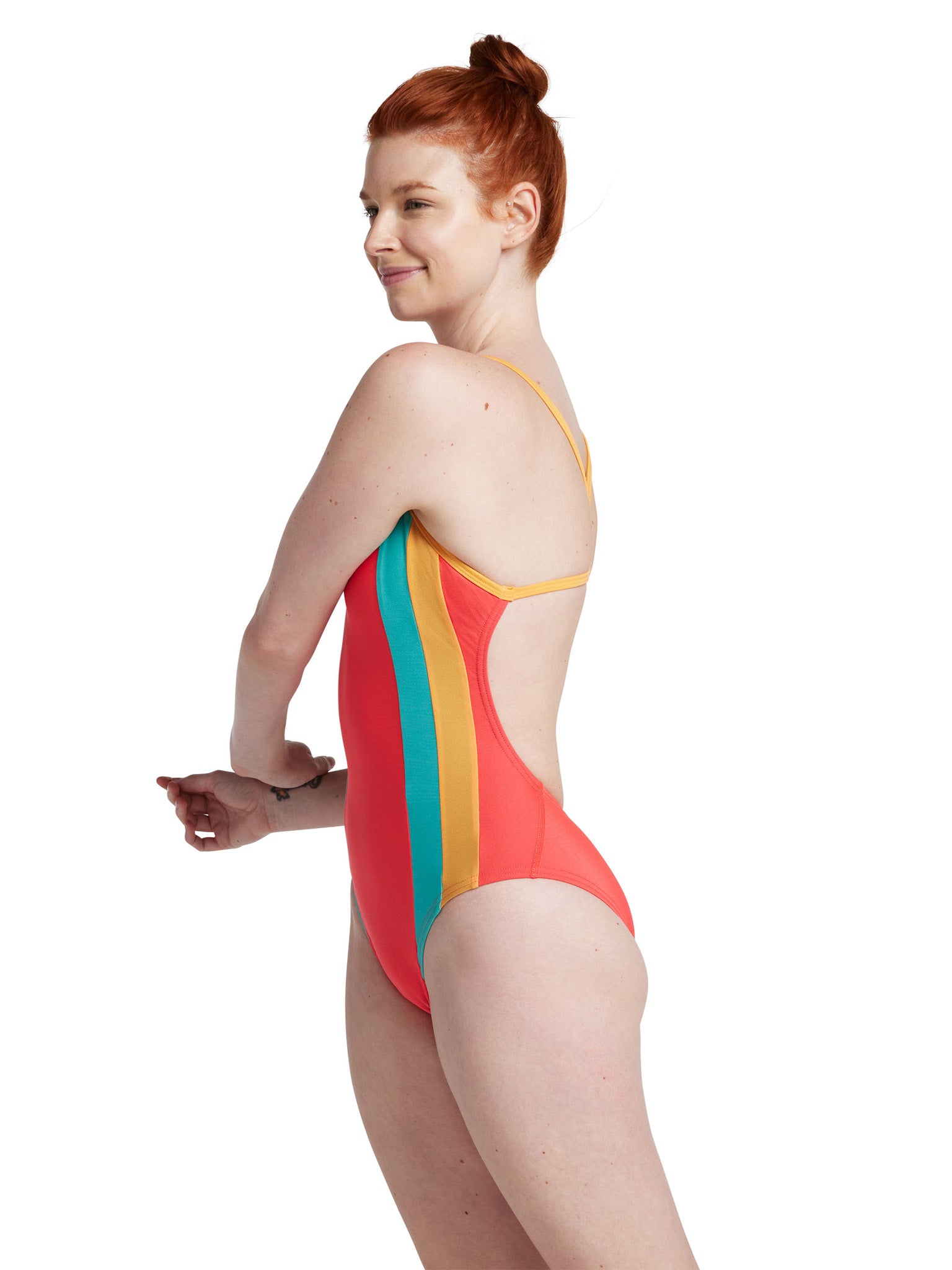 Women&#39;s Colorblock One Back One Piece Swimsuit - Red