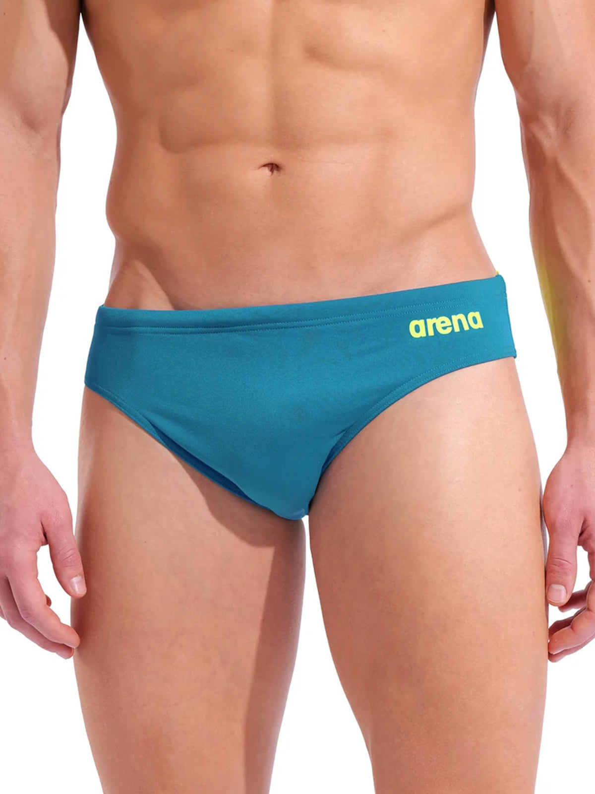 Brief de natation Team Solid pour hommes - Bleu cosmos/Artic Lime