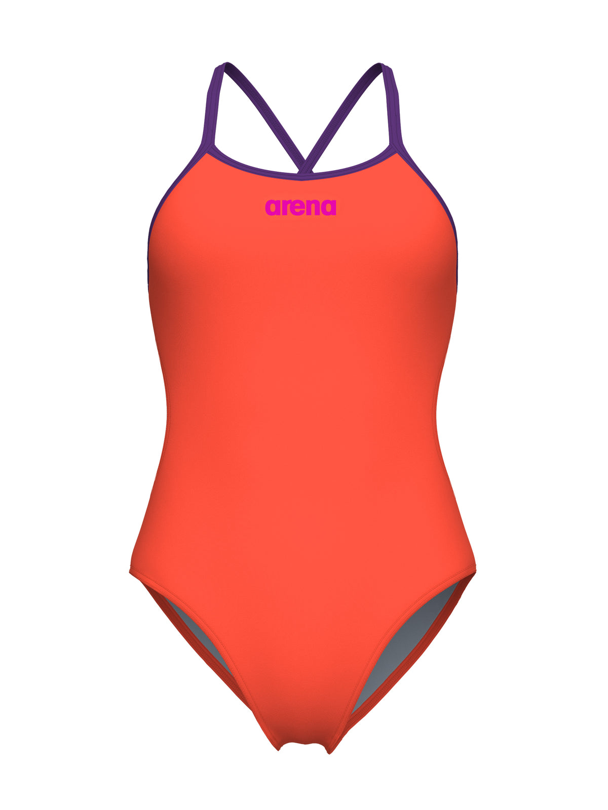 Women’s Solid Tie Back One-Piece Swimsuit – Bright Coral/Prune
