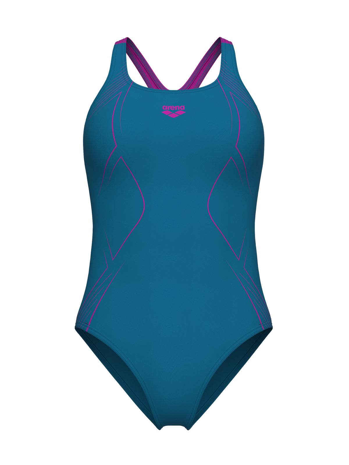 Maillot de bain une pièce Graphic Swim Pro Back pour femmes – Bleu Cosmo/Very Fuchsia