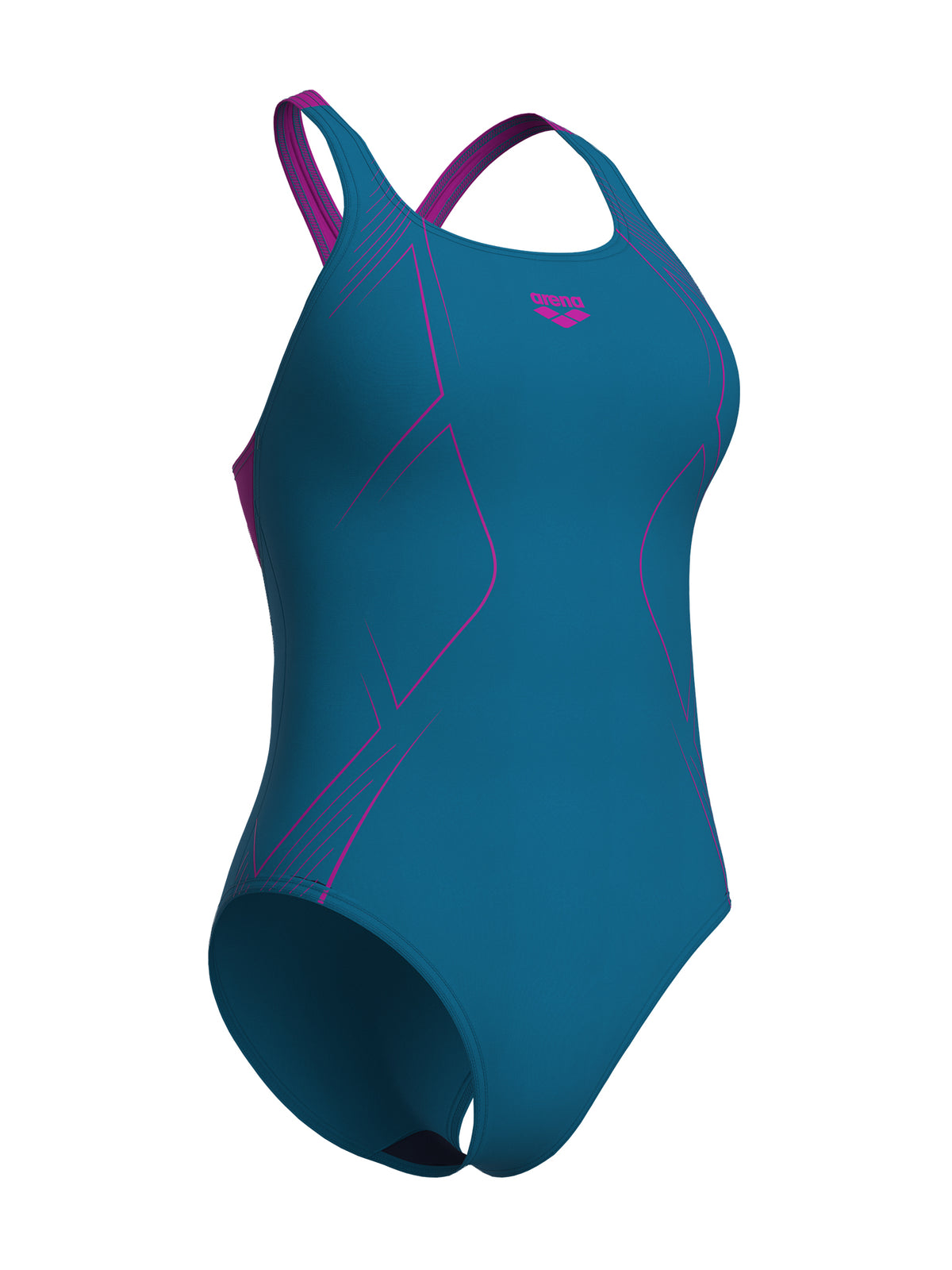 Maillot de bain une pièce Graphic Swim Pro Back pour femmes – Bleu Cosmo/Very Fuchsia