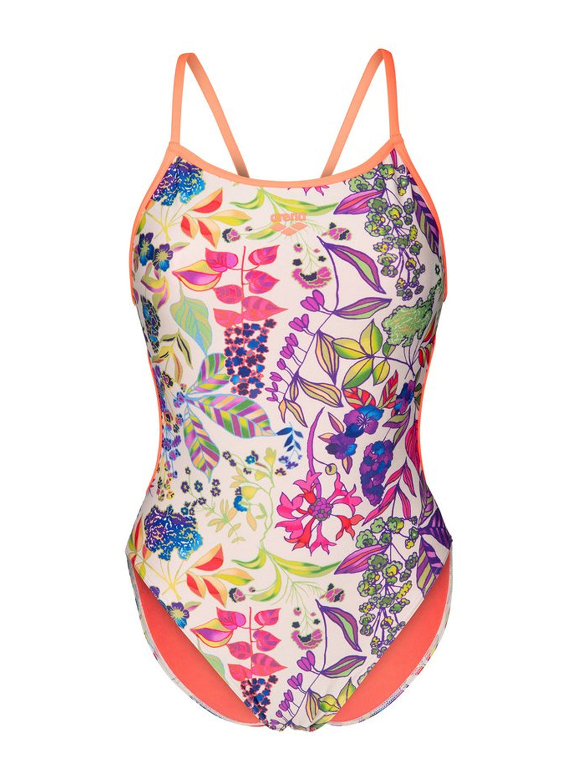 Maillot de bain une-pièce Painting Lace Back pour femmes - Multi/Bright Coral