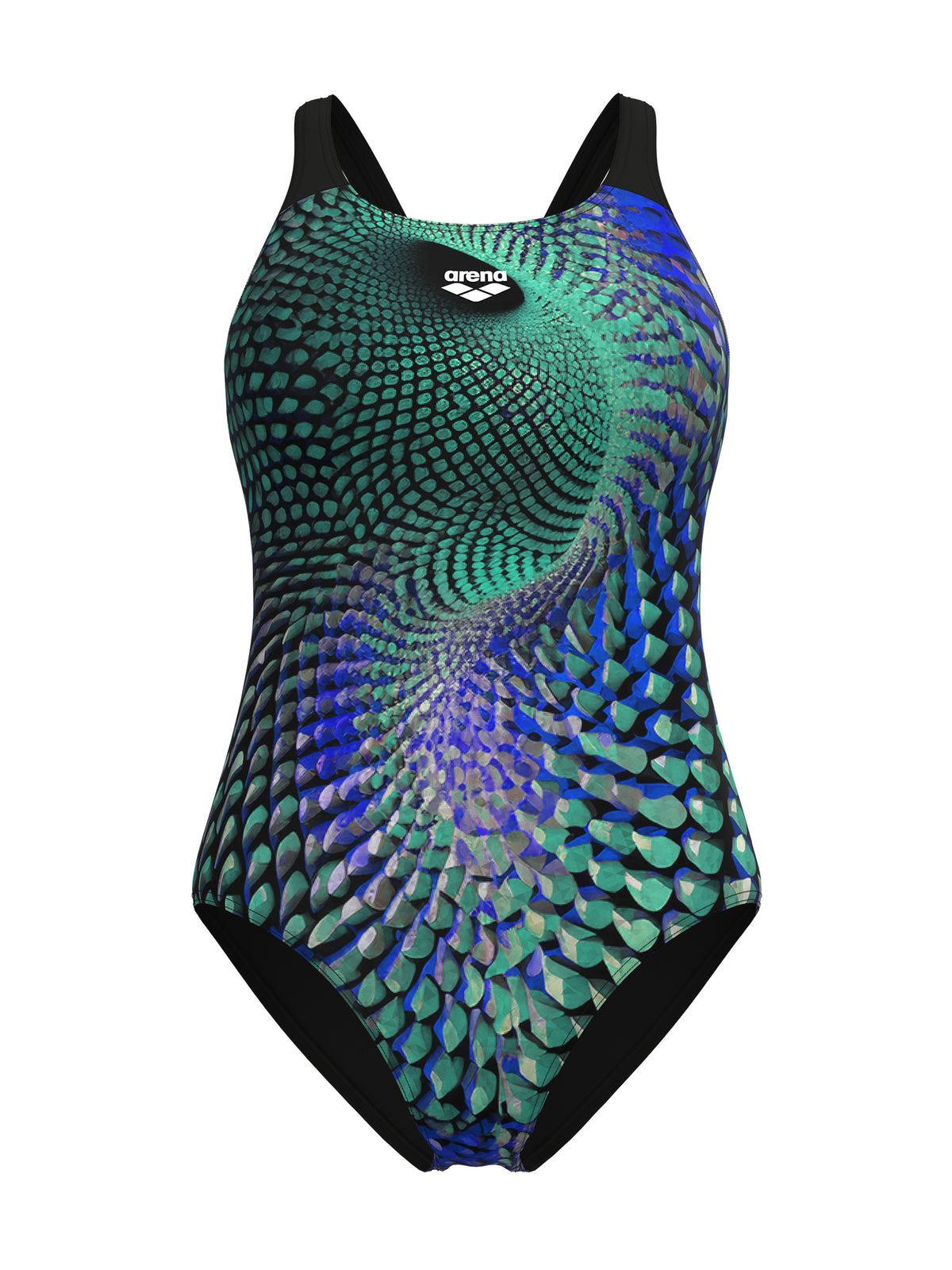 Maillot de bain une pièce Peacock Swim Pro Back pour femmes – Multi Vert/Noir