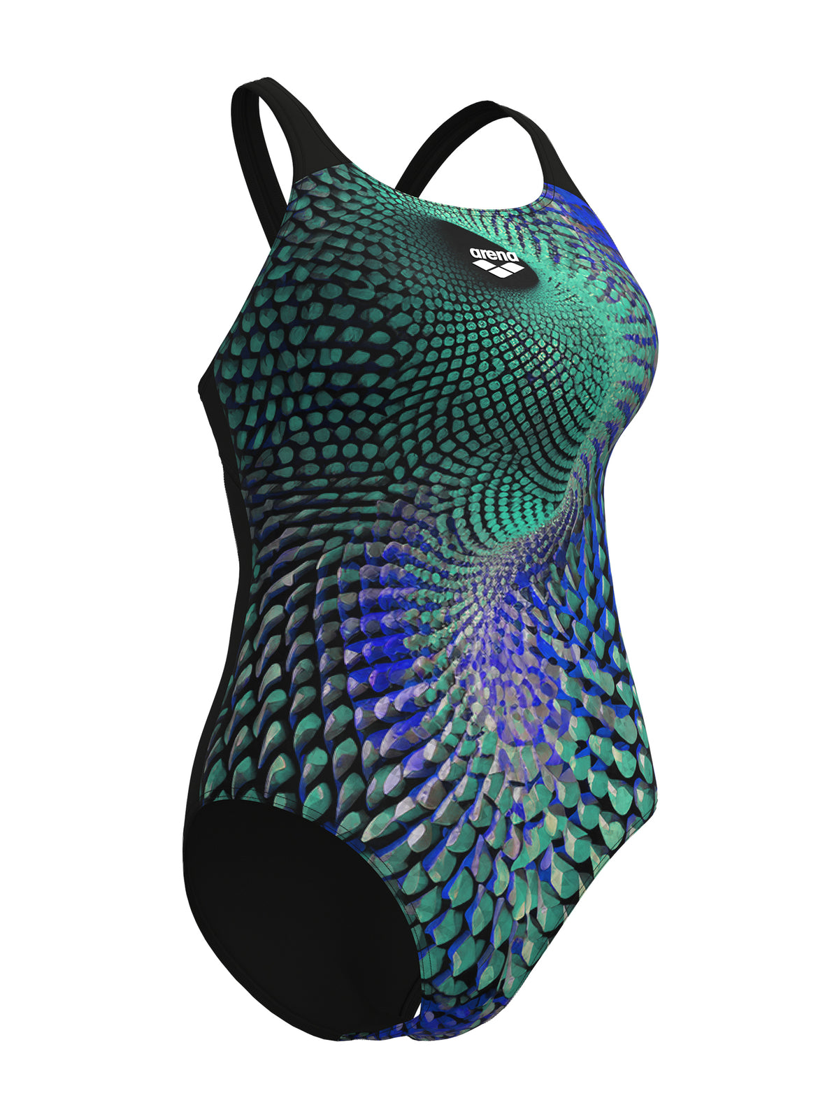 Maillot de bain une pièce Peacock Swim Pro Back pour femmes – Multi Vert/Noir