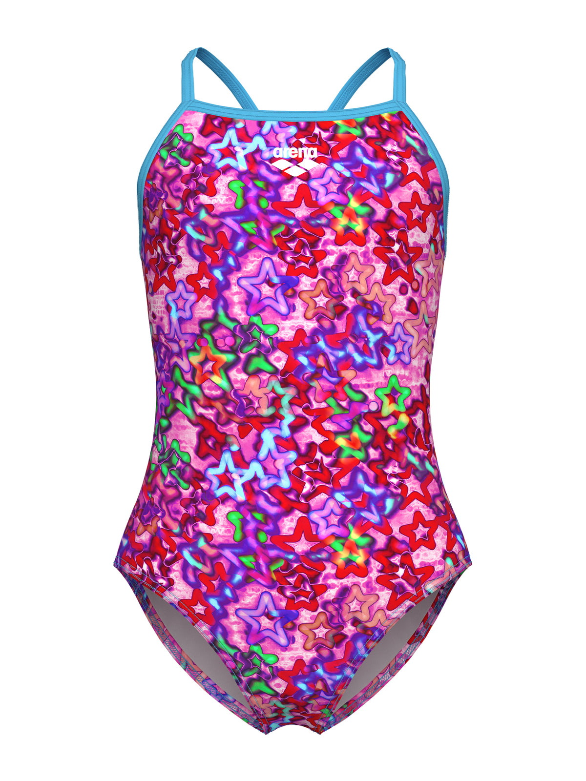 Maillot de bain une pièce Stars Lightdrop Back pour filles – Multi Rose/Turquoise