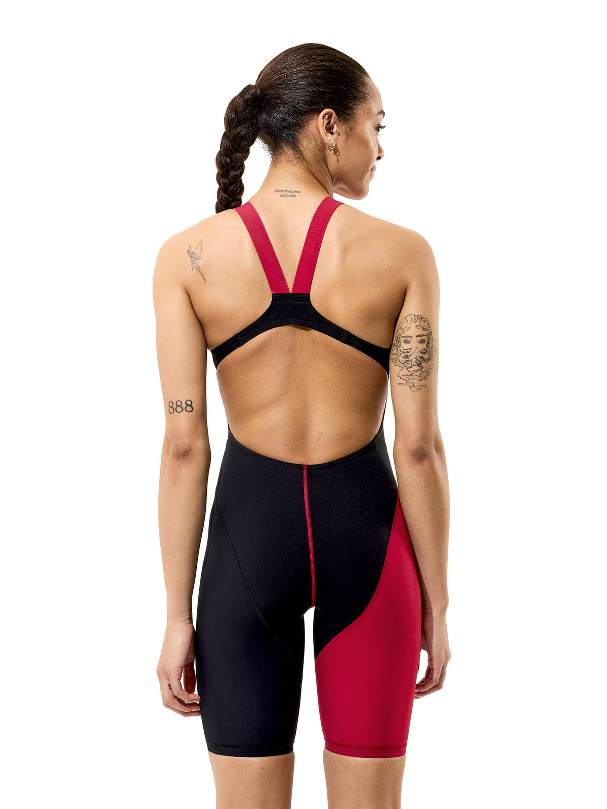 Maillot de compétition Fastskin Hyperpro Kneeskin Open Back pour femmes - Regal Red/Noir