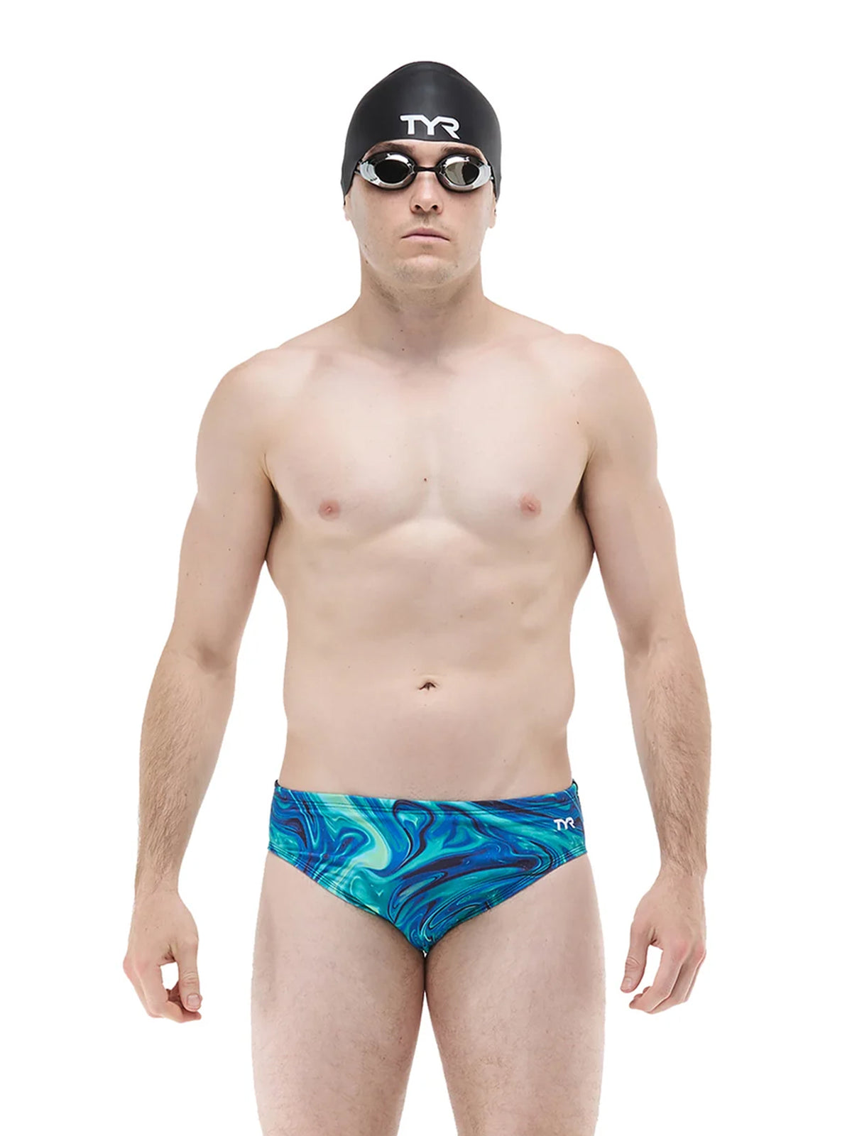 Men's Durafast Elite Olea Swim Brief - Blue/Green